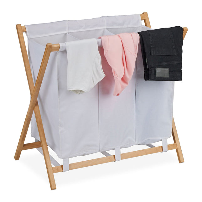 Opvouwbare wasmand met 3 compartimenten