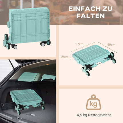 Folding shopping trolley - 80 kg capacity, telescopic handle