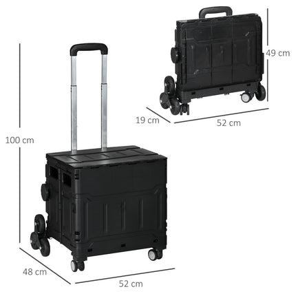 Skládací nákupní vozík, nosnost 80 kg, schodišťový