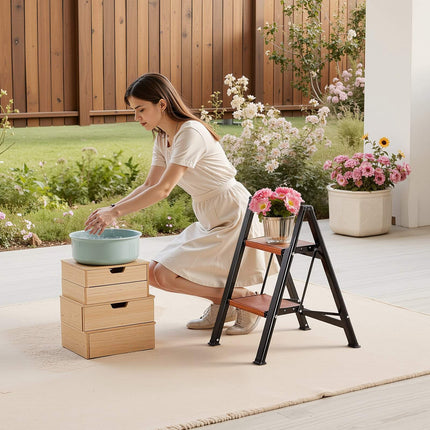 Folding 2-Step Ladder, Anti-Slip Steps, 150 kg