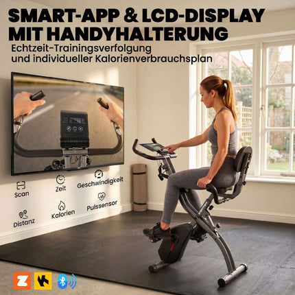 Skládací rotoped 3v1, Bluetooth LCD, měření tepu, tichý chod