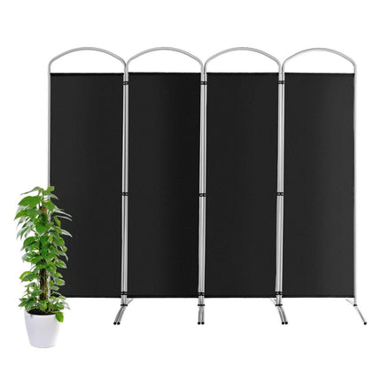 Faltbarer 4-teiliger Raumteiler für Zuhause, 221 x 51 x 188 cm, Schwarz