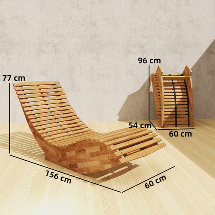 Skládací lehátko z akátového dřeva, ergonomický tvar S