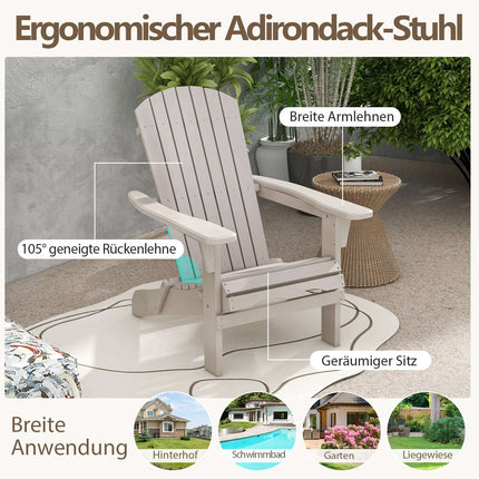 Skládací křesla Adirondack, sada, dřevo, nosnost 180kg, šedá
