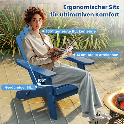 Skládací křeslo Adirondack, odolný HIPS, námořnická modrá