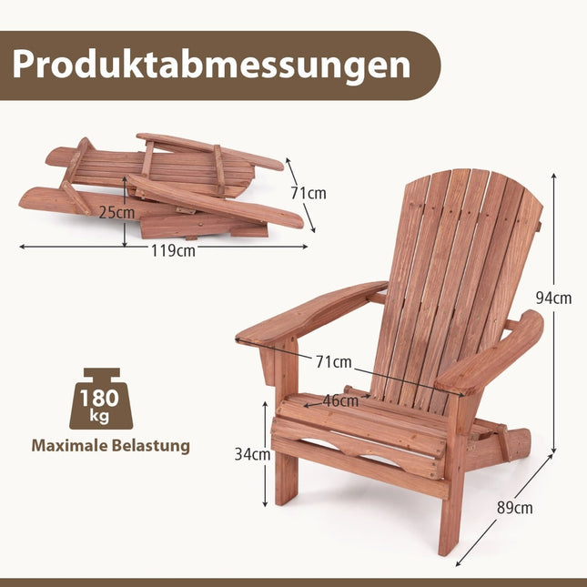 Skládací křeslo Adirondack, dřevo, nosnost 180kg