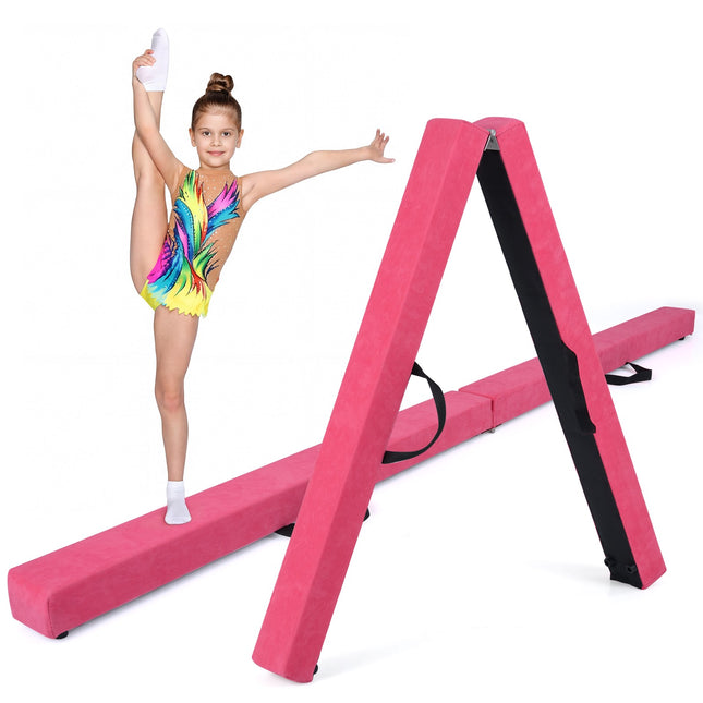 Opklapbare evenwichtsbalk, 2,1 meter, massief houten voet, antislip