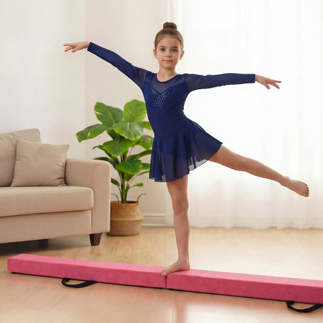 Opklapbare evenwichtsbalk, 2,1 meter, massief houten voet, antislip