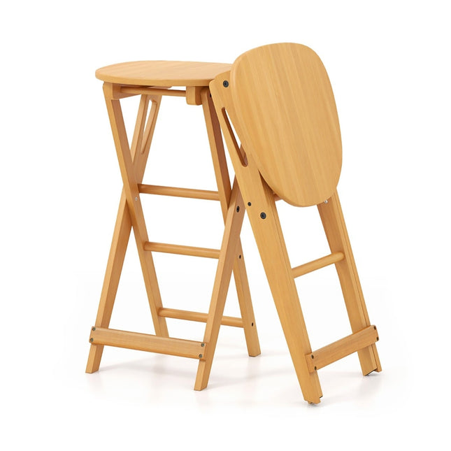Skládací bambusové barové židle, sada 2 ks, výška sedu 61 cm