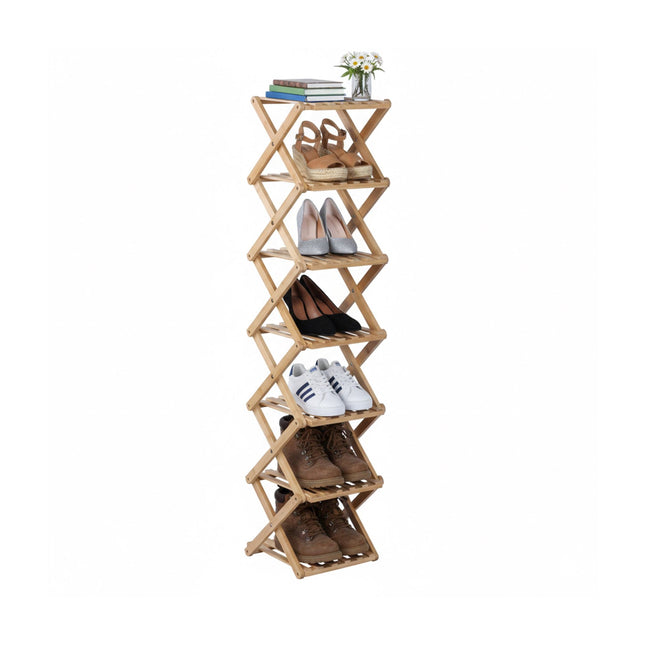 Skládací bambusový botník – úsporný, vertikální design