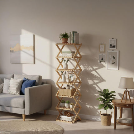 Skládací bambusový botník – úsporný, vertikální design