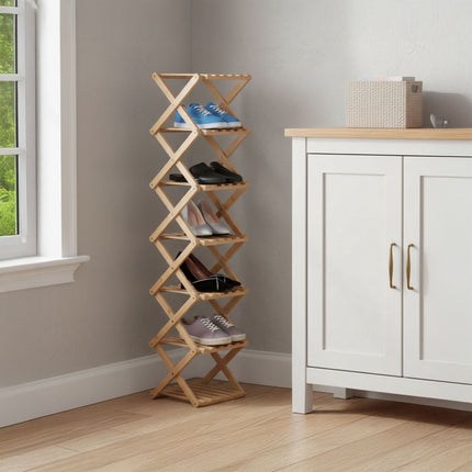 Skládací bambusový botník – úsporný, vertikální design