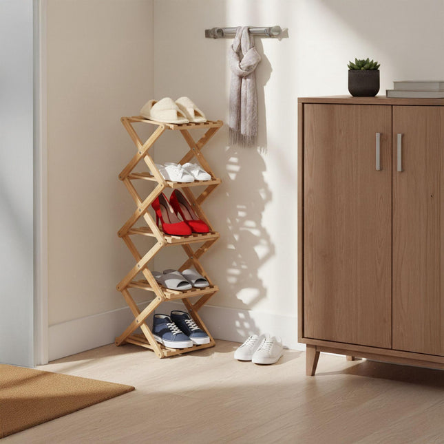 Skládací bambusový botník – vertikální, úsporný design