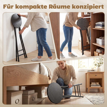 Skládací barové židle, ocel a MDF, sada 2 ks, černá
