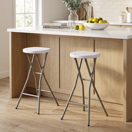Folding Bar Stool with HDPE Seat, 70 cm, White
