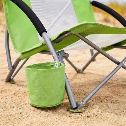 Folding Beach Chair With Cup Holder And Carry Bag