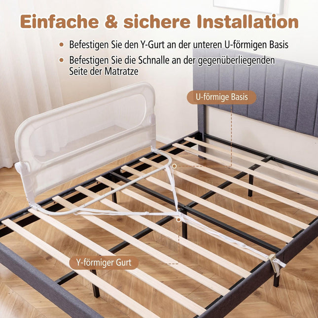 Klappbares Bettgitter mit abnehmbarem Bezug, 120x60 cm, Weiß