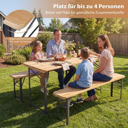 Skládací pivní set se stolem a 2 lavicemi, 118 cm