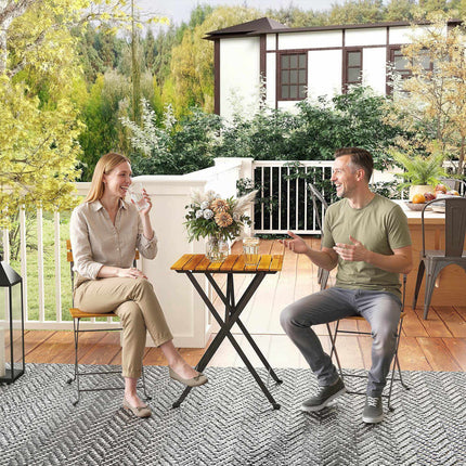 Skládací bistro set pro 2, akátové dřevo teak a ocel