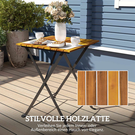 Skládací bistro set pro 2, akátové dřevo teak a ocel