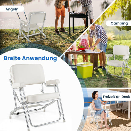Skládací lodní sedačka s polstrovaným sedákem a nastavitelnou opěrkou