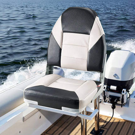 Folding Boat Seats, High-Back, Waterproof PVC, 2-Pack