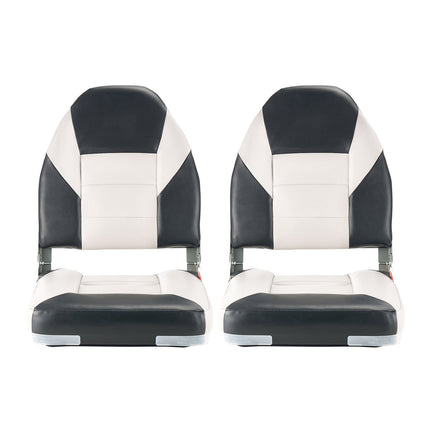 Folding Boat Seats, High-Back, Waterproof PVC, 2-Pack