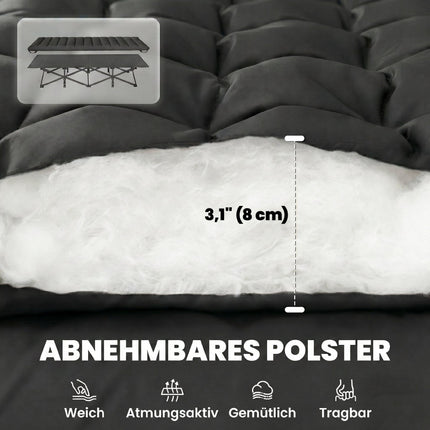 Folding Camping Bed with Carry Bag, 200kg Capacity, Black