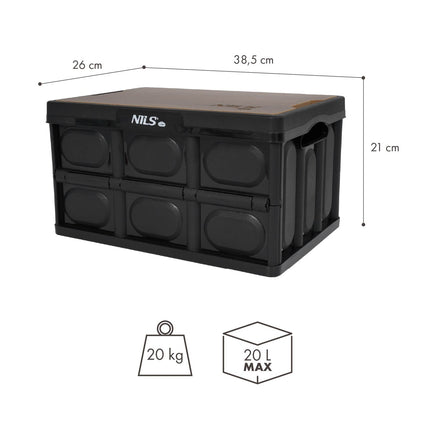 Skládací kempingový box s víkem, 20L, 2v1