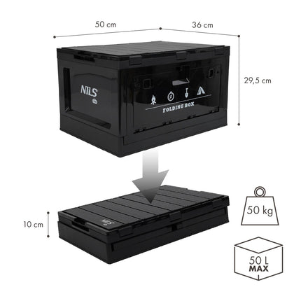 Skládací kempingový box s víkem, 50L, 2v1