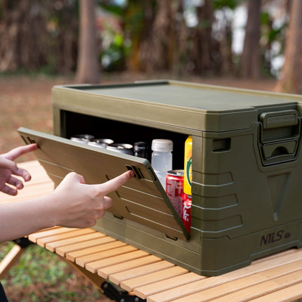Skládací kempingový box s víkem, zelená, objem 50L