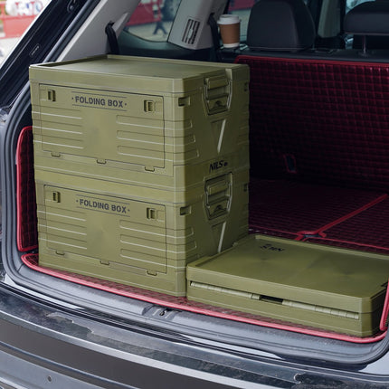 Skládací kempingový box s víkem, zelená, objem 50L