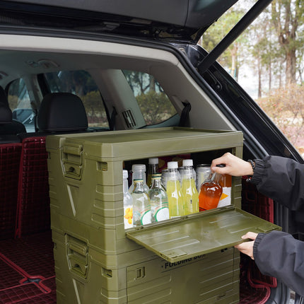 Skládací kempingový box s víkem, zelená, objem 50L