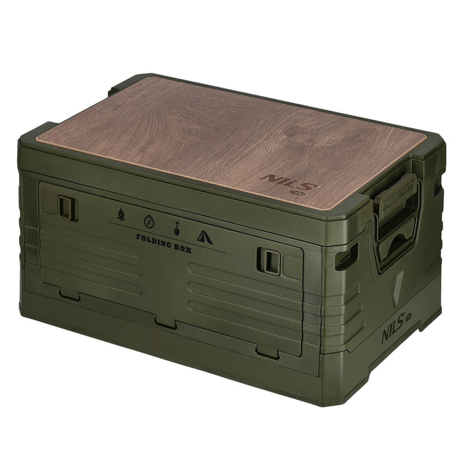 Skládací kempingový box s víkem a stolkem – 32L, zelená