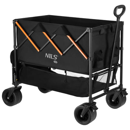 Folding Camping Cart, 160L Capacity, Black-Orange