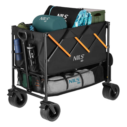 Folding Camping Cart, 160L Capacity, Black-Orange