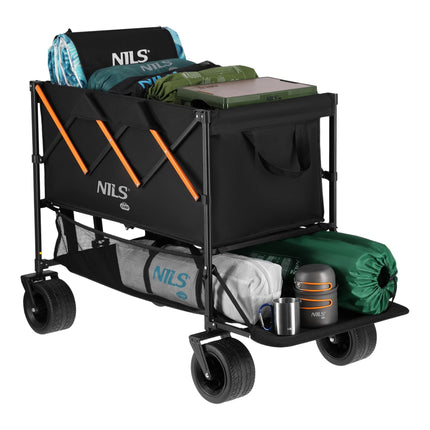 Folding Camping Cart, 160L Capacity, Black-Orange