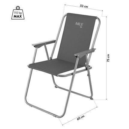 Folding Camping Chair, Gray, Portable, Lightweight
