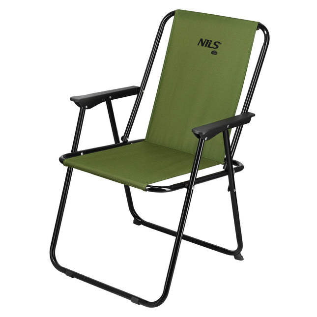 Opvouwbare campingstoel, groen, stalen frame, 110 kg