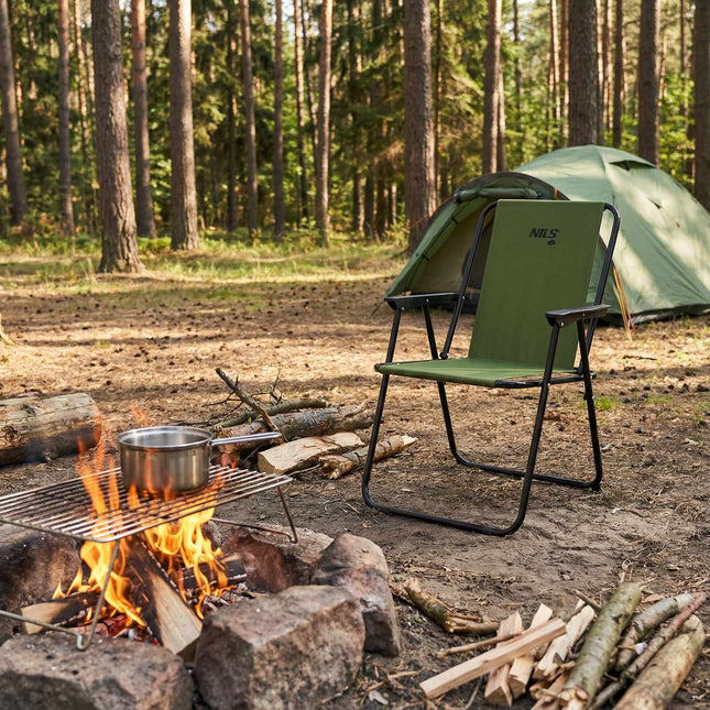 Opvouwbare campingstoel, groen, stalen frame, 110 kg
