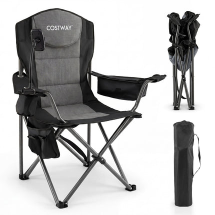 Folding Camping Chair, Lightweight, 200kg Capacity, Black