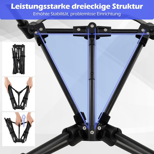 Skládací kempingová židle, lehká, vysoká opěrka, černá