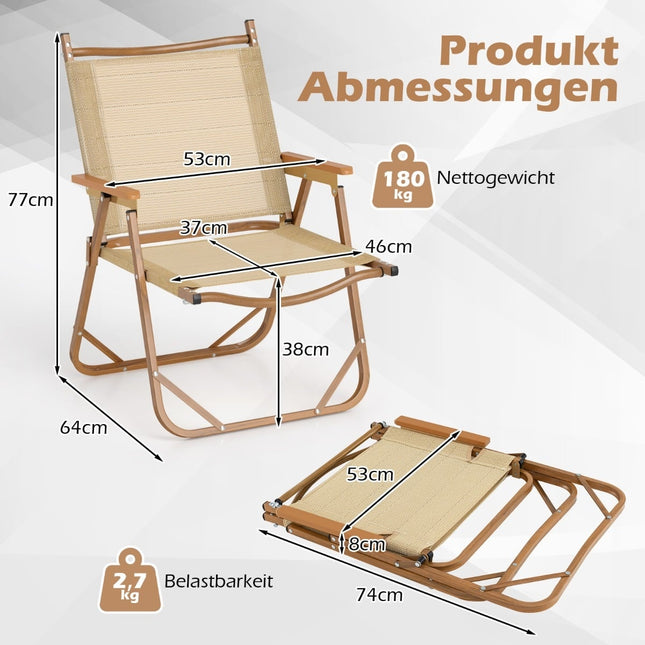 Set opvouwbare campingstoelen, lichtgewicht aluminium, draagvermogen 180 kg