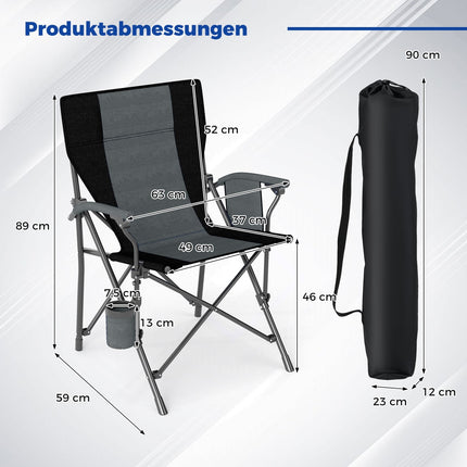 Folding Camping Chair with Cup Holder, 160kg Capacity