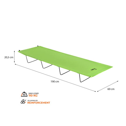 Folding Camping Cot, Steel Frame, 190x60 cm, 110 kg