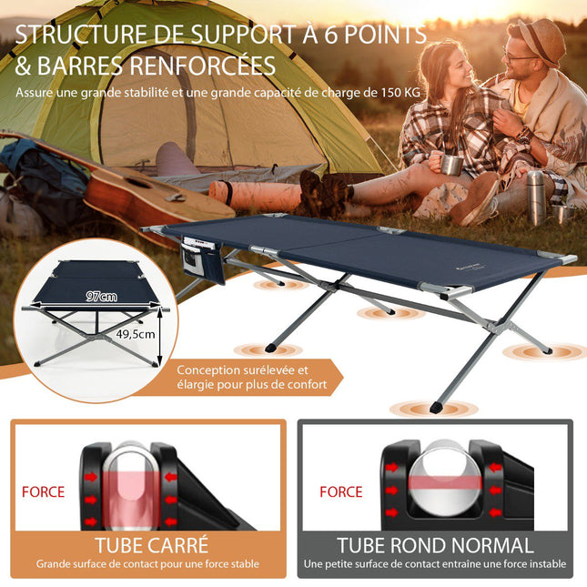 Opvouwbaar campingbed met draagtas, 150 kg