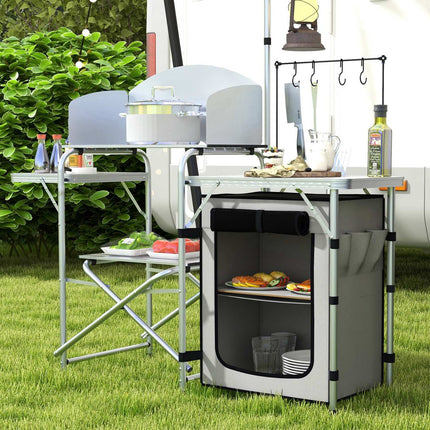 Outdoor folding camping kitchen with UV and wind protection