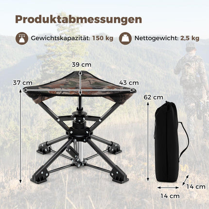 Skládací kempingová stolička, otáčení 360°, nohy proti zaboření