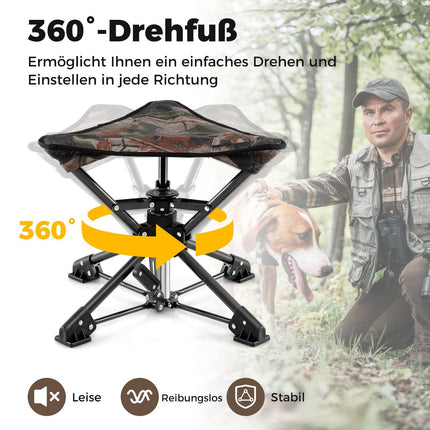 Skládací kempingová stolička, otáčení 360°, nohy proti zaboření