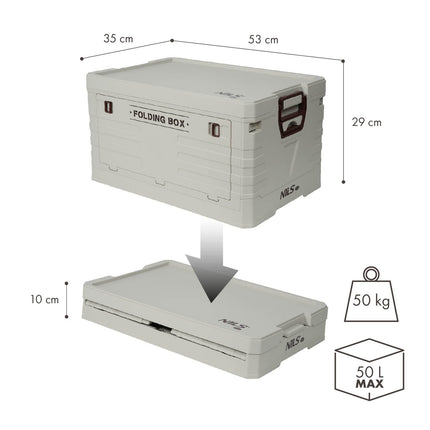 Folding Camping Storage Box with Lid, 50L Capacity
